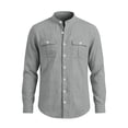 thumbnail image 5 of Shirts for Men Cotton Linen Long Sleeve Chest Pocket Button Down Shirt, 5 of 7