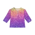 thumbnail image 4 of CCRFTGI Cute Shirts for Girls Size 7 3/4 Sleeve Button V Neck Sequins Print Big Sister Outfit Tee Shirts Summer Trendy Soft Lightweight Basic T-Shirts Purple 11-12 Years, 4 of 4