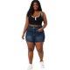 thumbnail image 3 of Women's Plus Size Denim Shorts,Casual High Waist Jean Chambray Short Pants Dark Blue 1X, 3 of 7