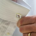thumbnail image 2 of Golden Retriever Puppy Dog and Blanket Square Cufflink Set - Silver or Gold, 2 of 6