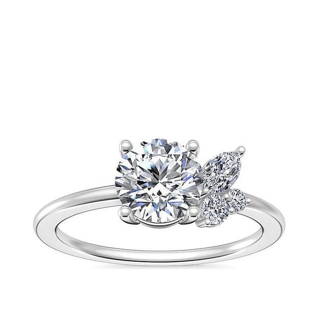 0.70 Carat Excellent Round Shape Genuine Diamond Latest Design Solitaire Engagement Ring for Ladies Solid 18K White Gold Size 7.5