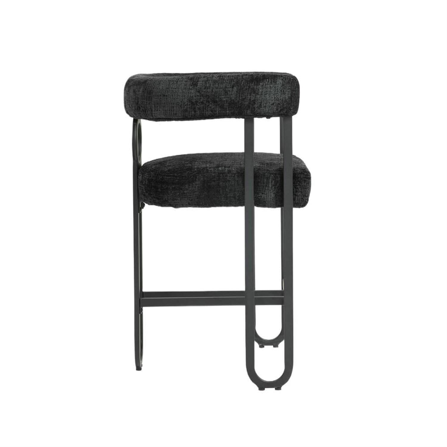 Demi Bonn 34" Counter Height Bar Stools Set of 2, Upholstered Barstools with Back, Kitchen Island Countertop Chairs for Dining Room, Black