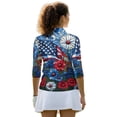 thumbnail image 3 of HUIACONG Athletic Polo Shirts for Sports Golf Outdoor Activities, Polyester Spandex Fabric Quick Breathable Women's 3/4 Sleeve Golf Top, American Flag Floral, 3 of 10