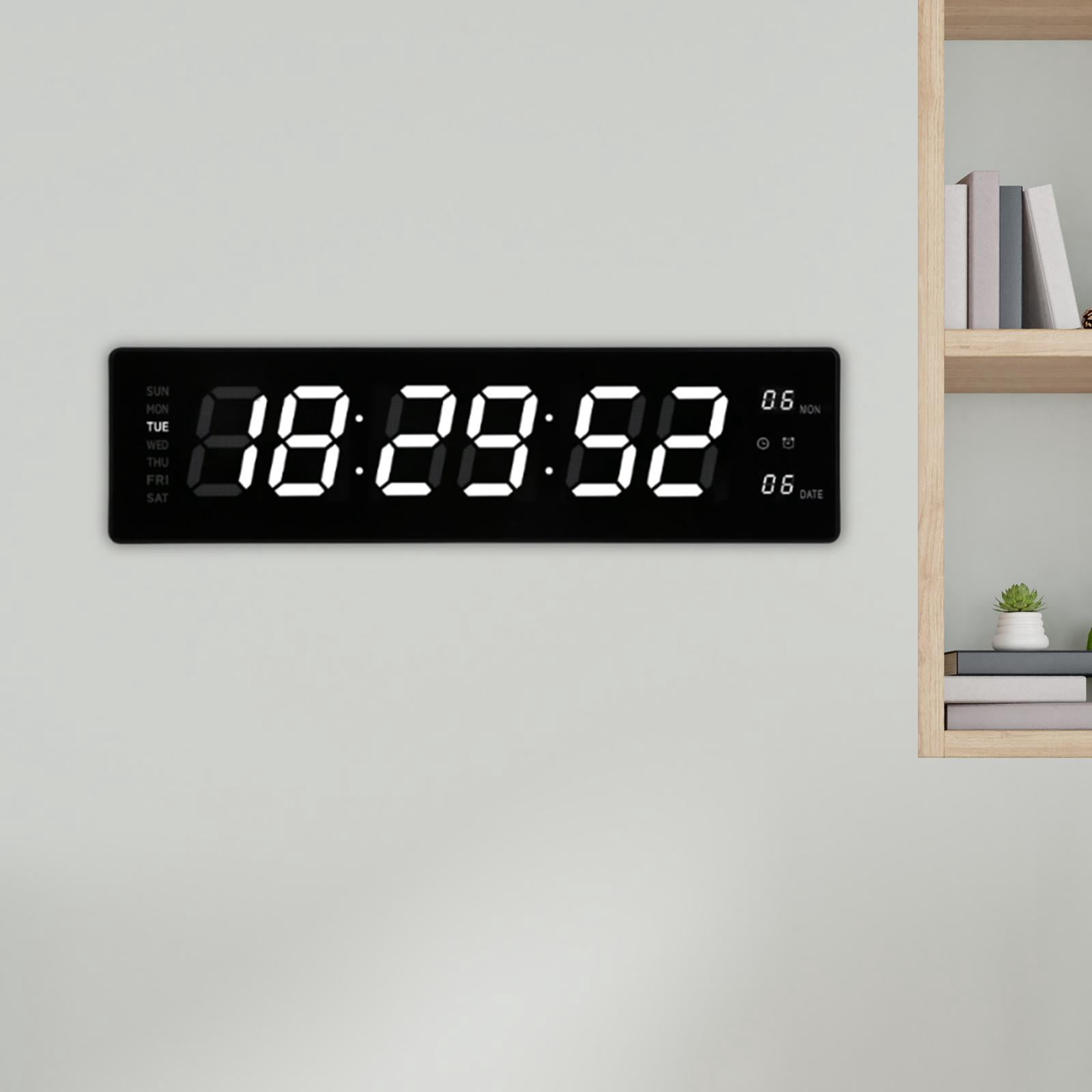 Baoblaze LED Digital Clock Bedroom Display Date Calendar Bar Wall Hanging Alarm Clock White