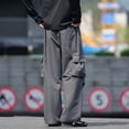 thumbnail image 5 of Cargo Pants for Men, Solid Color Pocket Elastic Waist Casual Fashion Trousers for Spring Summer, 5 of 5