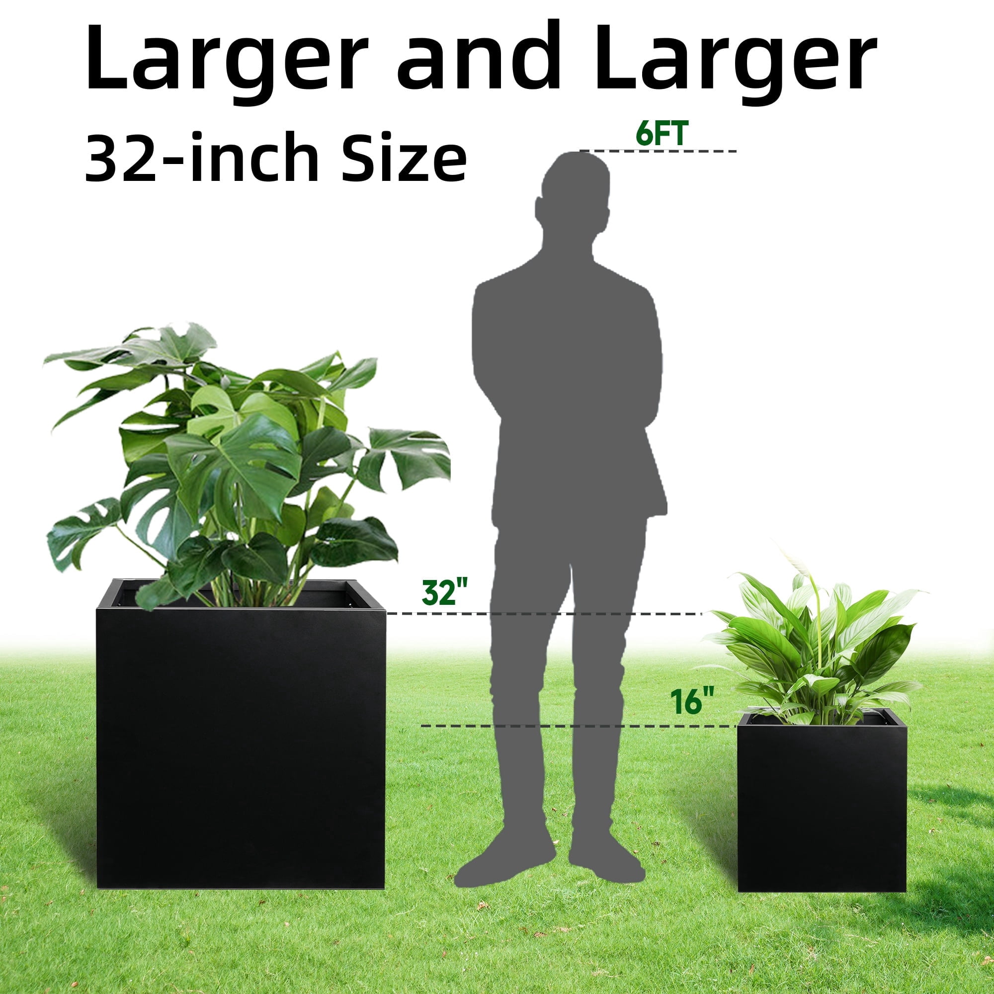 32" Garden Pot Planter Box with Drainage Hole Large Flower Pots Vase  Containter for Outdoor Plants Decorative Patio Deck Yard Hotel Front Porch  Tall ...