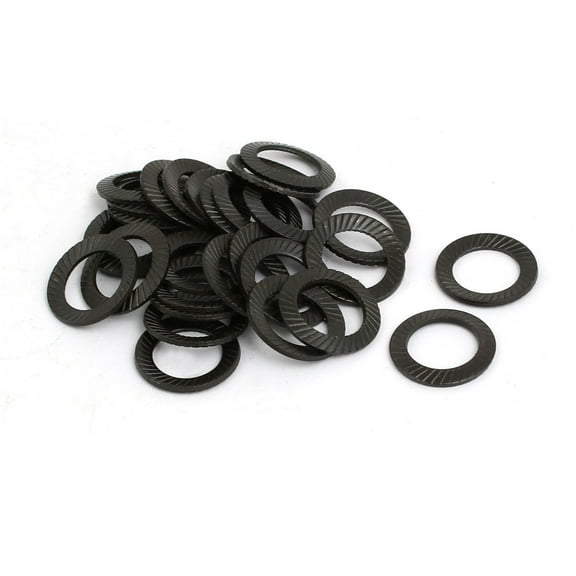 10mm Inner Diameter Carbon Steel Dual Serrated Conical Washer Black 30pcs
