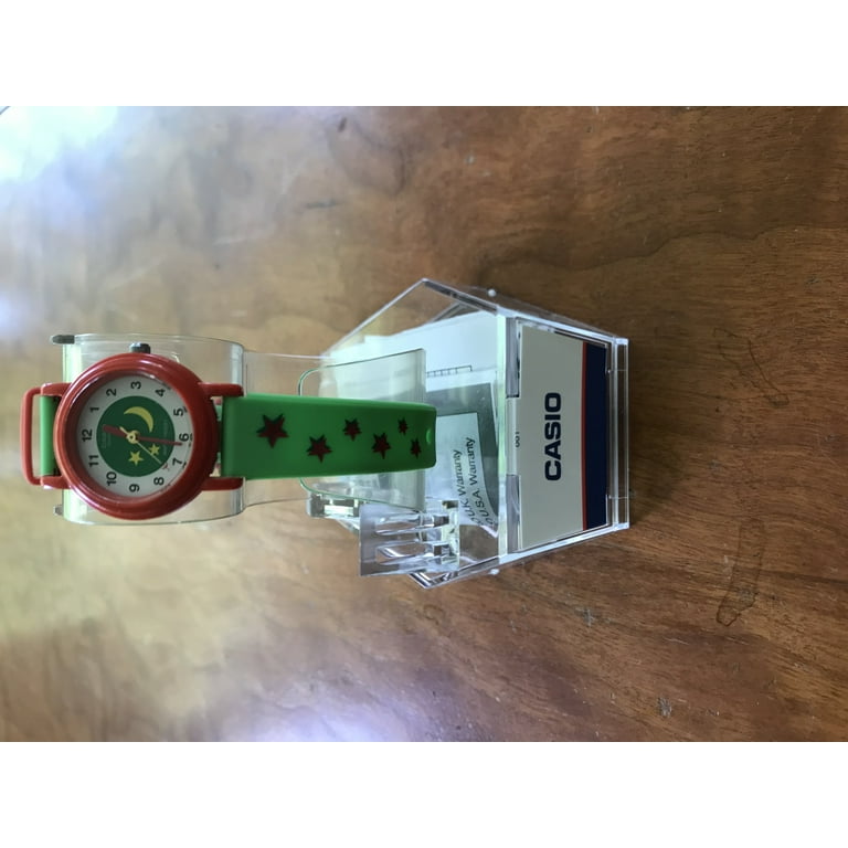 Rare Green Casio Kids Analog Watch Moon and Stars LQ 136A 3B