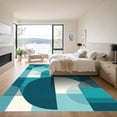 thumbnail image 3 of ODIKA 3'x5' Machine Washable Non-Slip Area Rug, Geometric Teal High Traffic Rug, Blue, 1051619, 3 of 7