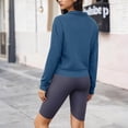 thumbnail image 6 of thefmos Women's Fall Winter Zipper Crop Top Long Sleeve Collared Pullover Casual Solid Sweatshirt Tunic Blouse Trendy Streetwear, Navy 2XL, 6 of 8