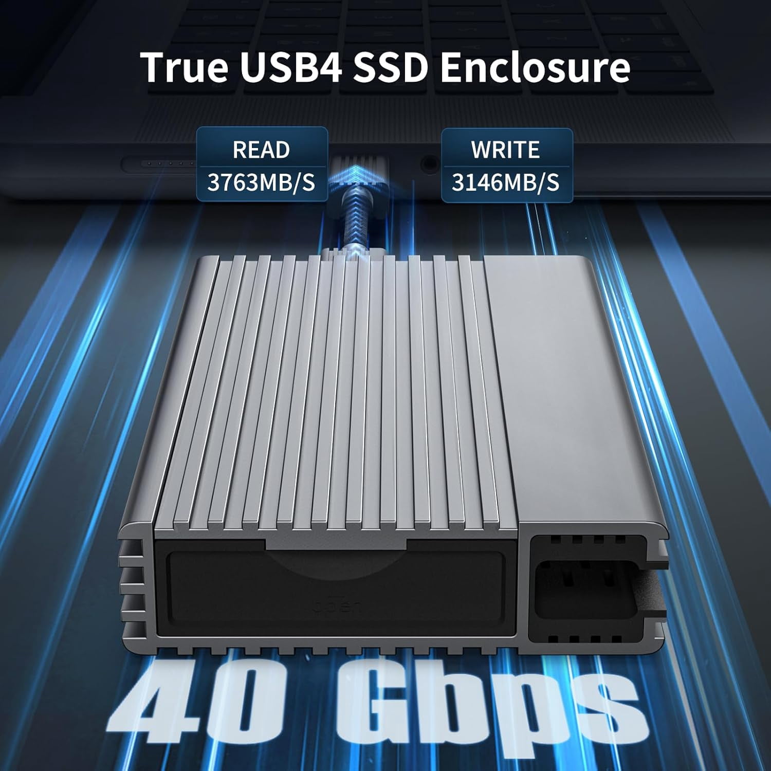 USB4 40Gbps M.2 NVMe SSD Enclosure, ASM2464PD Chip, Aluminum Case, Compatible with Thunderbolt 3/4 USB4/3.2/3.1/3.0/2.0