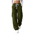 thumbnail image 3 of Jsaierl Cargo Joggers for Women Athletic Baggy Elastic Waist Pants Bottoms Loose Fit Drawstring Work Sweatpants with Pockets, 3 of 7