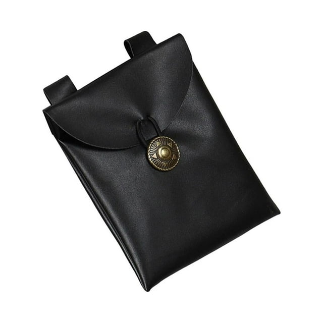 Riñonera medieval ajustable de piel sintética, accesorios de viaje, portátil riñonera negra