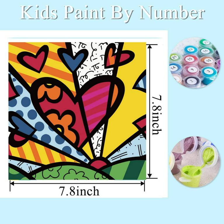 KYOQFVN 4 Pack DIY Paint by Numbers for Kids Ages 4-8 - Paint by Number for Kids Beginners Easy Acrylic Paint Numbers Canvas Arts Age
