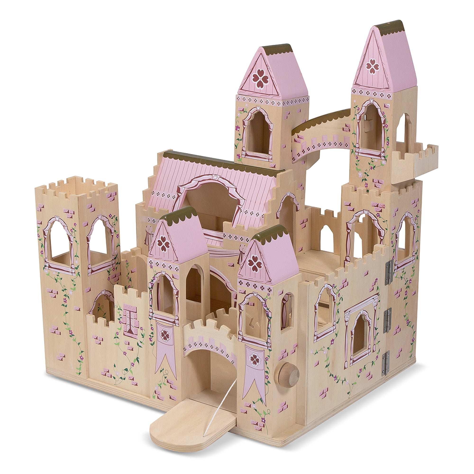 Melissa & Doug Folding Princess Castle Wooden Dollhouse With Drawbridge