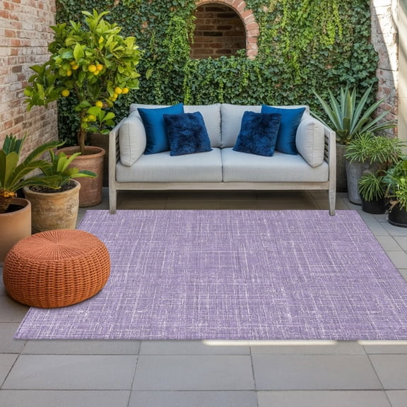 Purple Indoor Outdoor Rugs 4x6 Ft, Abstract Modern Farmhouse Solid Color Outdoor Patio Rugs Mat Washable Outside Area Rugs Carpet for Porch Deck RV Camping Pool Balcony Backyard