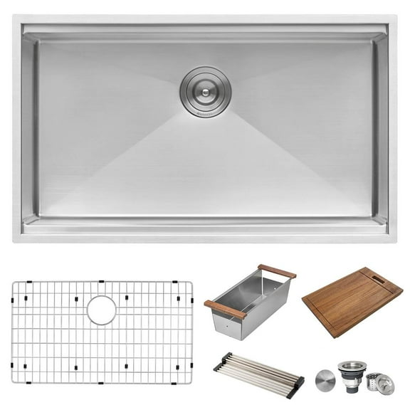 Ruvati 32-inch Workstation Ledge Undermount 16 Gauge Kitchen Sink Single Bowl
