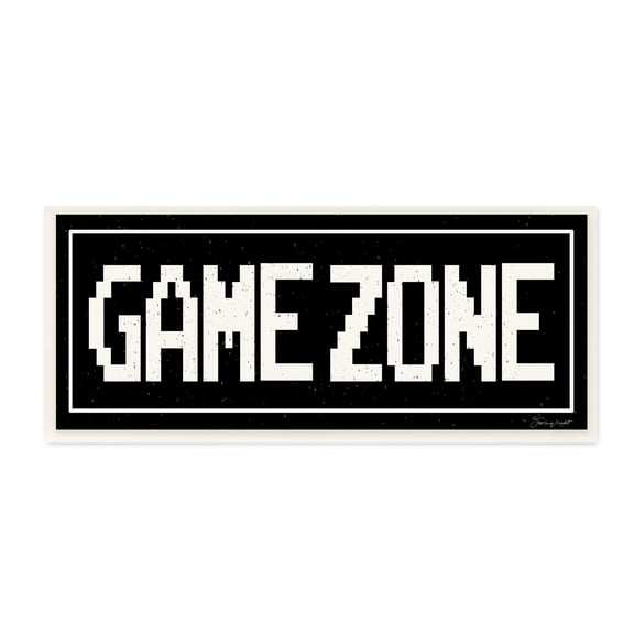Stupell Industries Game Zone Phrase Minimal Retro Arcade Typography Abstract Painting Unframed Art Print Wall Art, 7 x 17