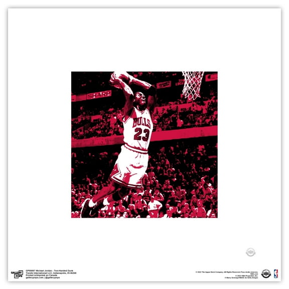 Gallery Pops Michael Jordan - Two-Handed Dunk Wall Art, Unframed Version, 12" x 12"
