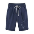 thumbnail image 2 of FAVIPT Cotton Bermuda Shorts for Women Drawstring High Waisted Summer Shorts with Pockets Dandelion Printed Vacation Knee Length Beach Short Lightning Deals of Today, 2 of 3