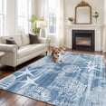 thumbnail image 3 of Blue Coastal Washable Living Room Rugs 5'x8', Nautical Starfish Seahorse Coral Summer Low Pile Throw Large Area Rug Non-Slip Sturdy Edge Binding Carpet for Living Room Kitchen Office, 3 of 9