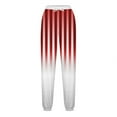 thumbnail image 4 of USNSM Women's Casual Straight Pants Elastic Waist Trousers Comfy Summer Business Casual Gradient Stripe Print Pants with Pockets Red M, 4 of 4