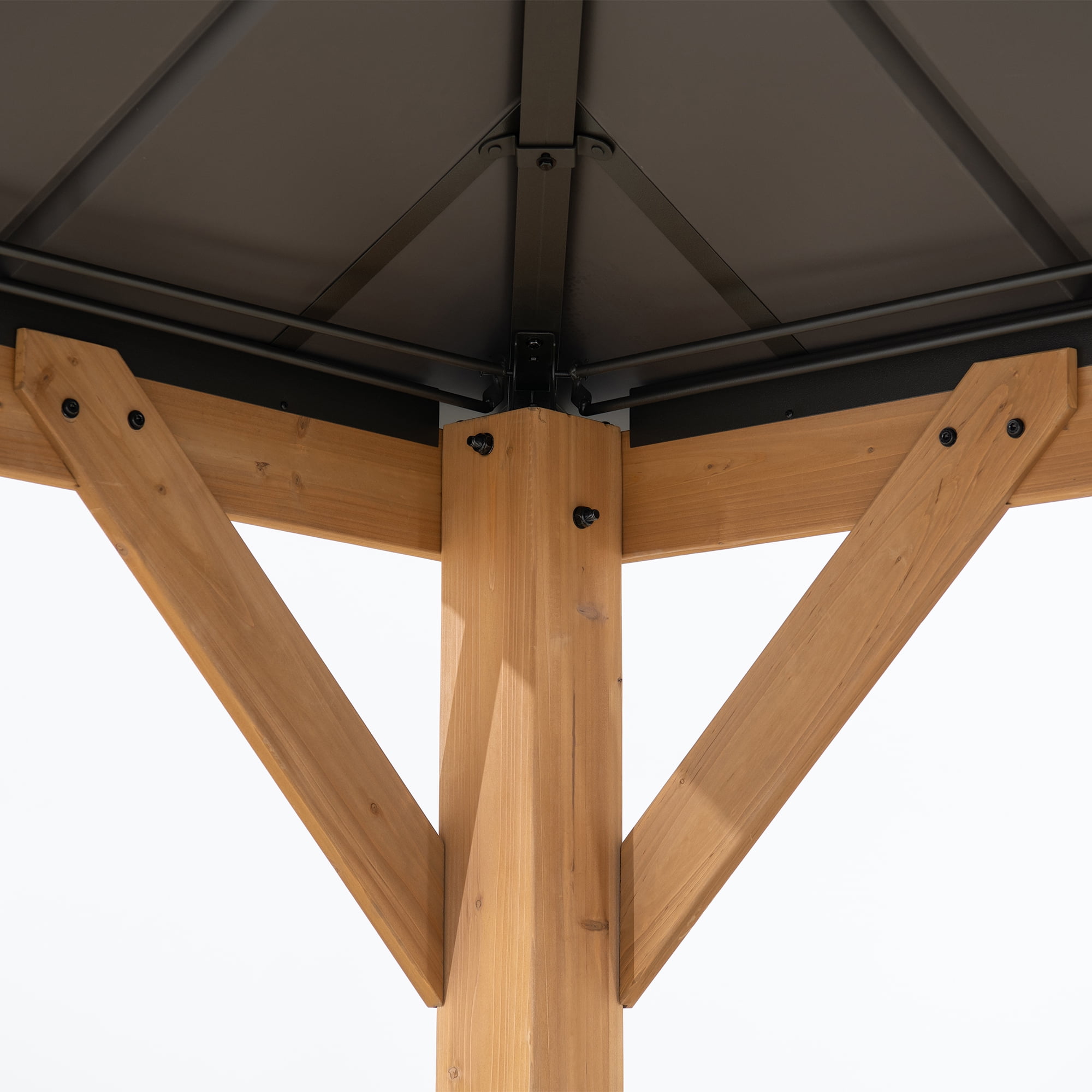 HOMETRENDS 11' x 11' Hardtop Cedar Square Gazebo, Black