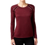 I.N.C Womens Lace-Up Pullover Sweater, Red, Petite, PL