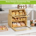 thumbnail image 4 of 2 Pack Bread Box for Kitchen Counter, No Assembly Breadbox Double Layer Bamboo Bread Container with Clear Windows, Large Capacity Kitchen Food Storage Container, 4 of 7