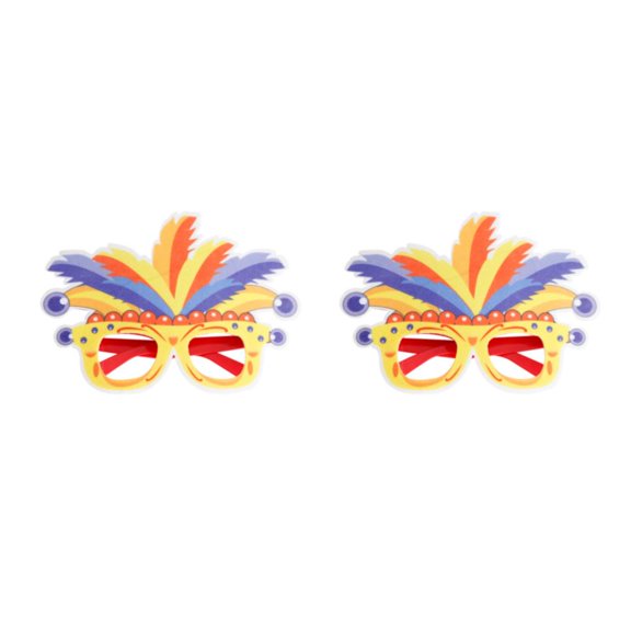 Matsuzay Marco de anteojos de pluma de colores DIY gafas de carnaval accesorio para payaso 2Conjunto