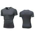 thumbnail image 4 of EQWLJWE Men's Compression Shirt Cool Dry Athletic Baselayer Workout Short Sleeve Muscle Shirts, 4 of 5