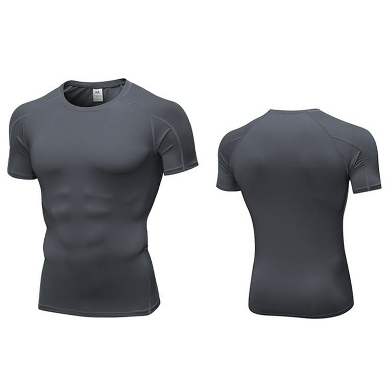 Huk Fishing Shirts For Men Men's Tight-Fitting Fitness Sports Running  Training Short-Sleeved T-Shirt Beach Shirts For Men,Gray,S 