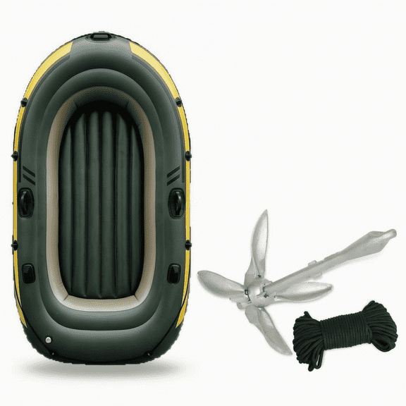 harayaa Inflatable Dinghy Portable Boat with Ribbed Floor Lightweight Two Person Boat for Anglers Recreational Paddlers Fishing Trips Lakes Pools Anchor 3.2 K