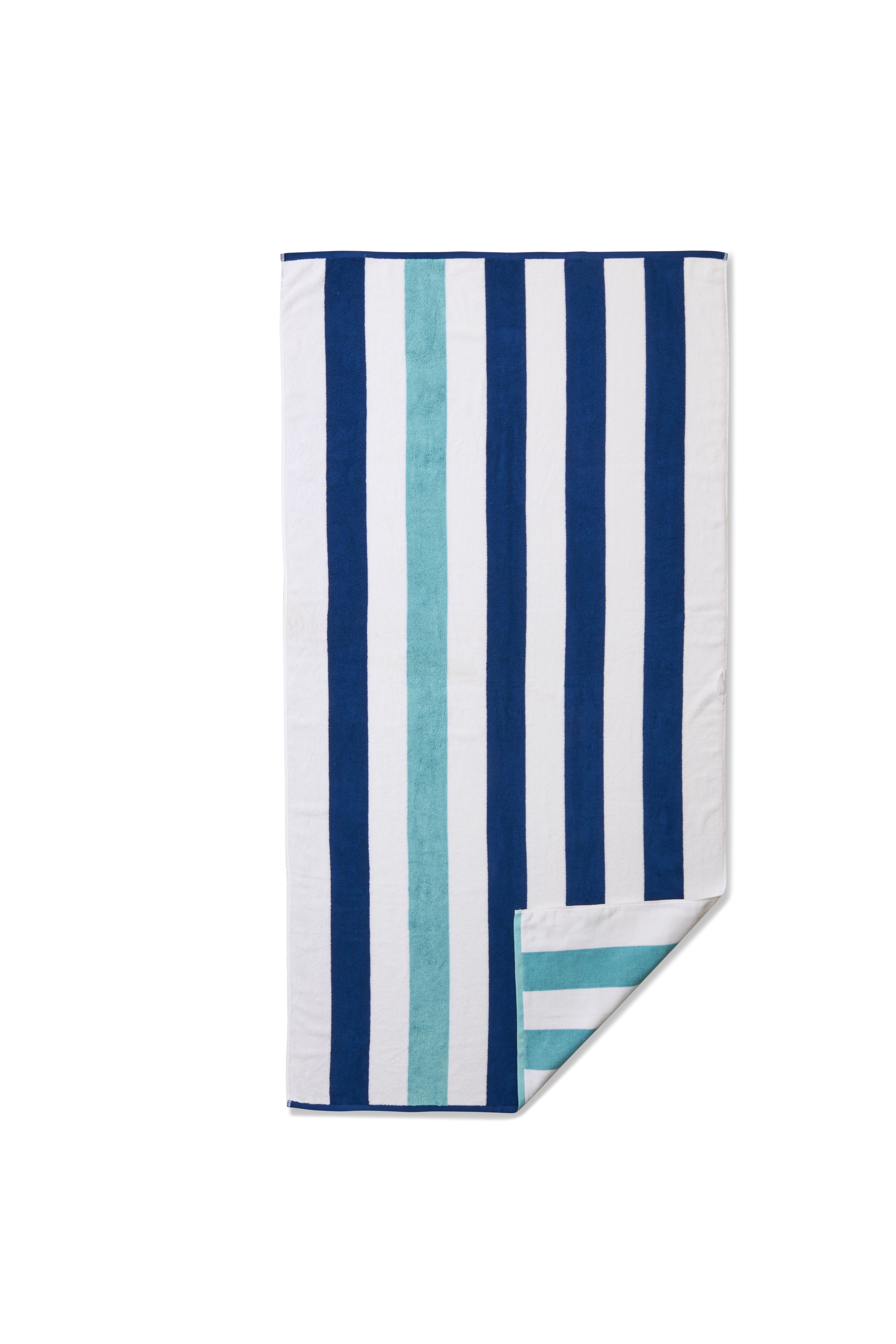 Better Homes & Gardens Cabana Reversible Striped Beach Towel, Blue & Teal