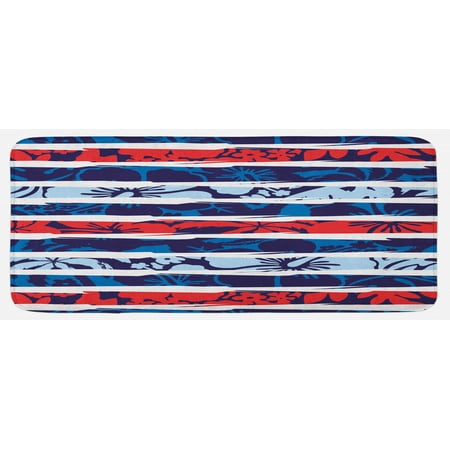 

Exotic Kitchen Mat Tropical Hibiscus Flower Beach Theme Vivid Color Scheme Floral Arrangement Plush Decorative Kitchen Mat with Non Slip Backing 47 X 19 Pale Blue Indigo Red by Ambesonne