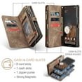thumbnail image 7 of For Google Pixel 9 Pro XL Wallet Case,Multi-Functional Retro Leather Purse Flip Cover Zipper Wallet Case with Removable Card Slots Pocket & Detachable Wrist Strap Magnetic Phone Case, Darkbrown, 7 of 7