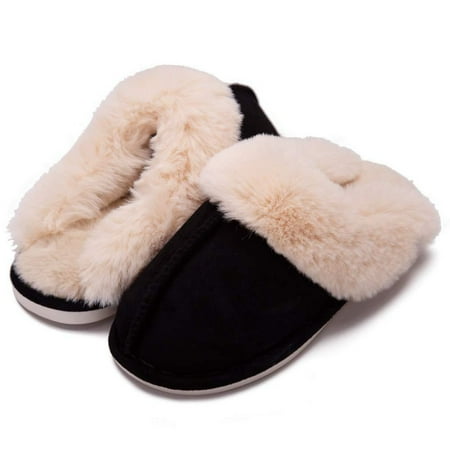 

NAYUKA Color Fluffy Home Warm Slippers Soft Sole Platform Plush Lined Shoes Backless Non-slip Mute Shoes