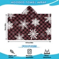 thumbnail image 2 of Red and Black Checkered Christmas Snowflake Pattern Hooded Bath Towel，50"x30" for Ages 3 To 12 Kids, Quick Dry Lightweight Soft Microfiber Hood Beach Towel Cover Up for Kids, 2 of 7