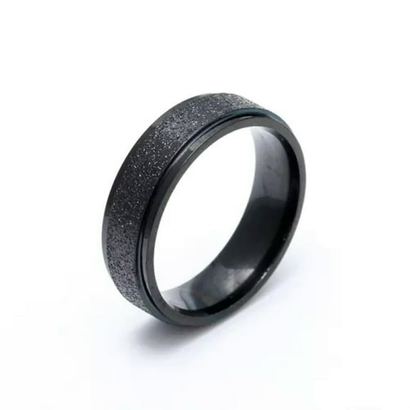 6MM Frosted Black Titanium Steel Band Women's Wedding Matte Party Ring Size 6-13