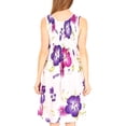 thumbnail image 2 of Sakkas Murni Women's Casual Summer Cocktail Elastic Stretchy Floral Print Dress - W-Purple - One Size, 2 of 5