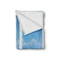 thumbnail image 2 of Ocean Soft Flannel Fleece Throw Blanket, Ocean View from the Window on the Island Scenery Traveling Destination, Cozy Plush for Indoor and Outdoor Use, 70" x 90", White Cream Blue, by Ambesonne, 2 of 5