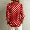 thumbnail image 5 of Womens Summer Tops Business Polka Dots Button Down Lapel Long Sleeve Satin Fashion Shirts for Women Red 4XL, 5 of 5