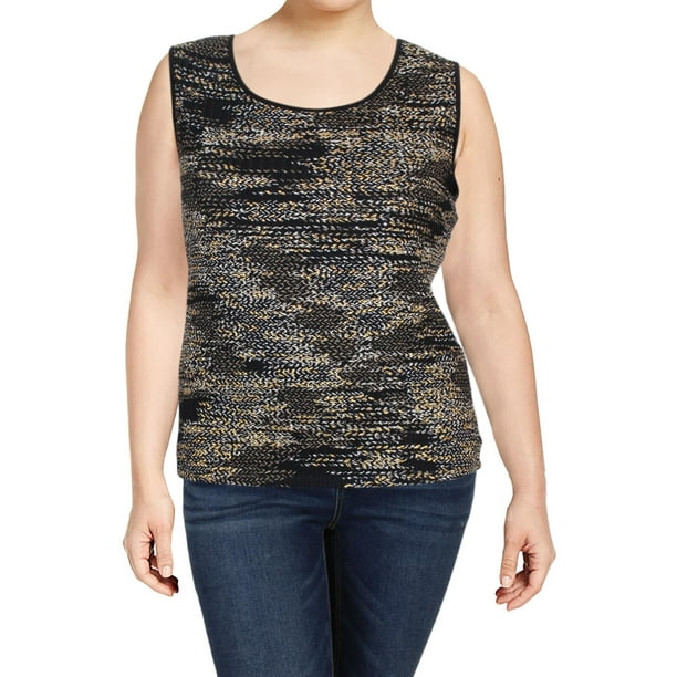 Kasper Kasper Womens Plus Knit Metallic Tank Top Gold 2X Walmart