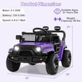 thumbnail image 3 of Costway 12V Kids Ride on Truck Car Battery Powered Electric Vehicle with Remote Control Purple, 3 of 10