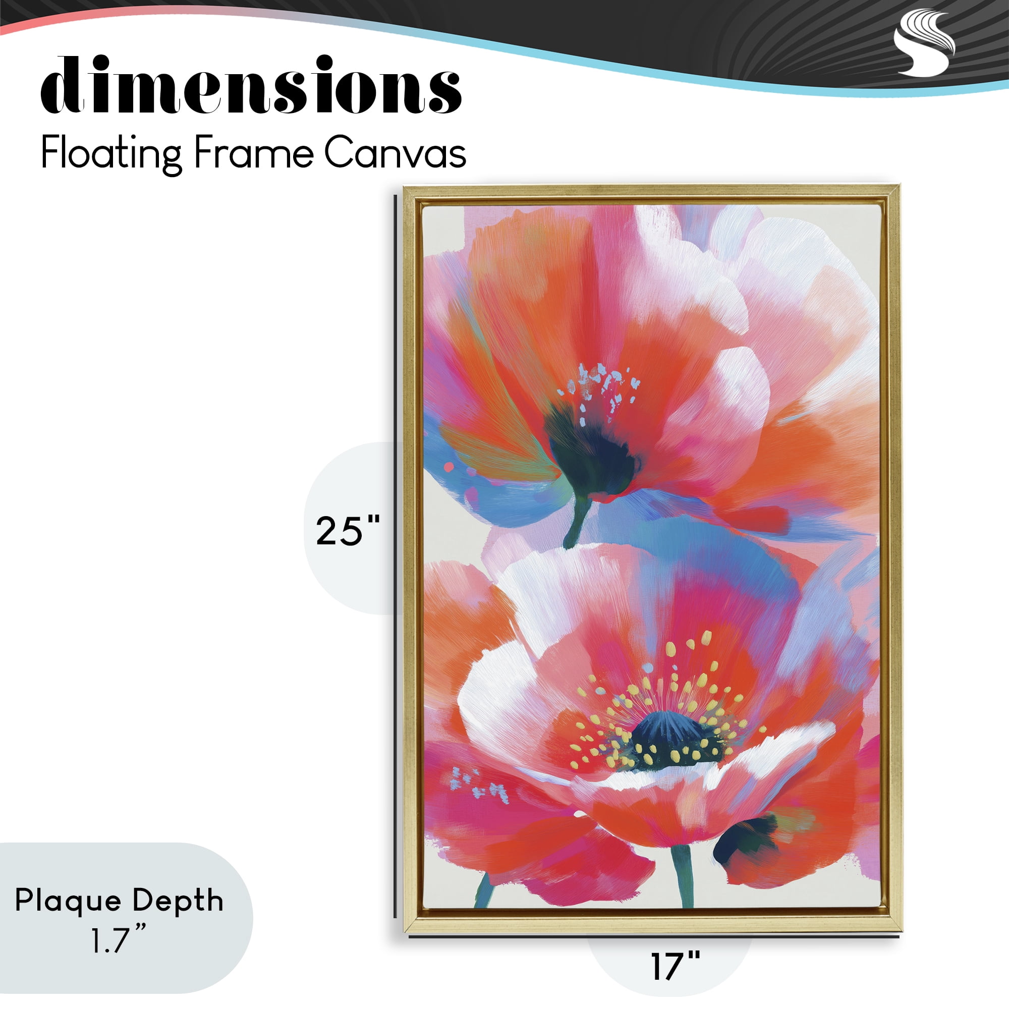 Stupell Industries Poppies in Soft Light Gold Framed Floater Canvas Wall Art, design by Chromatic Storm Studio