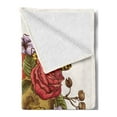 thumbnail image 2 of Day of the Dead Soft Flannel Fleece Blanket, Vintage Sugar Skull Bouquet of Flowers Feathers Blooms Bugs and Bees Print, Cozy Plush for Indoor and Outdoor Use, 70" x 90", Multicolor, by Ambesonne, 2 of 5