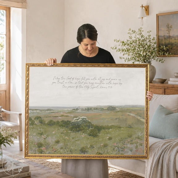Christian Landscape Wall Art Print, Large Bible Verse Home Decor