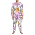 thumbnail image 3 of Naloa Donuts and Coffee Men’s Pajamas Set - Long Sleeve Button Down Sleep Shirt and Pajama Bottoms Sleepwear Set-Medium, 3 of 7