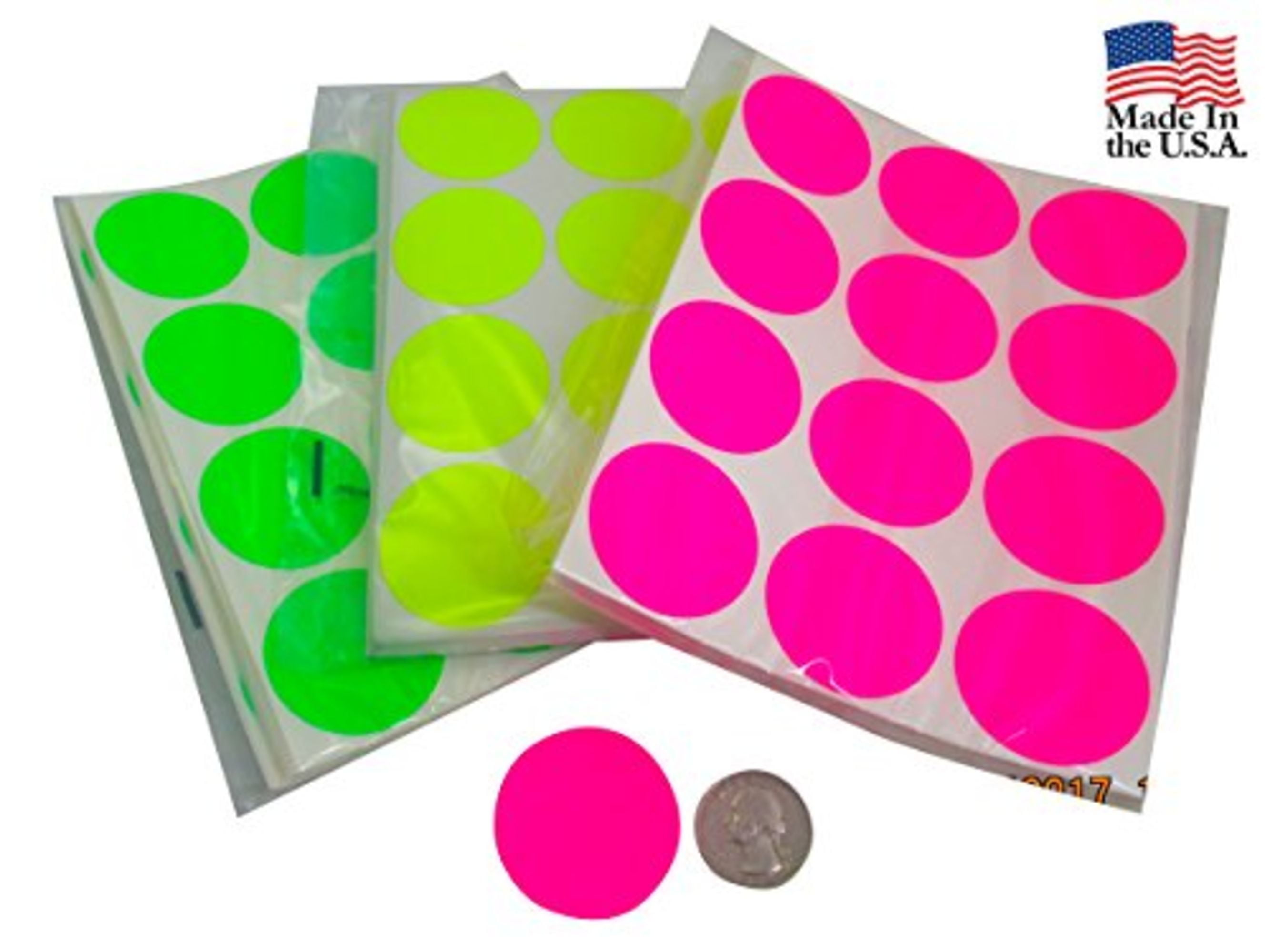 in Stock Labels Price Stickers Fluorescent Yellow .75 inch Round Circle Dots 500 Total Adhesive Stickers
