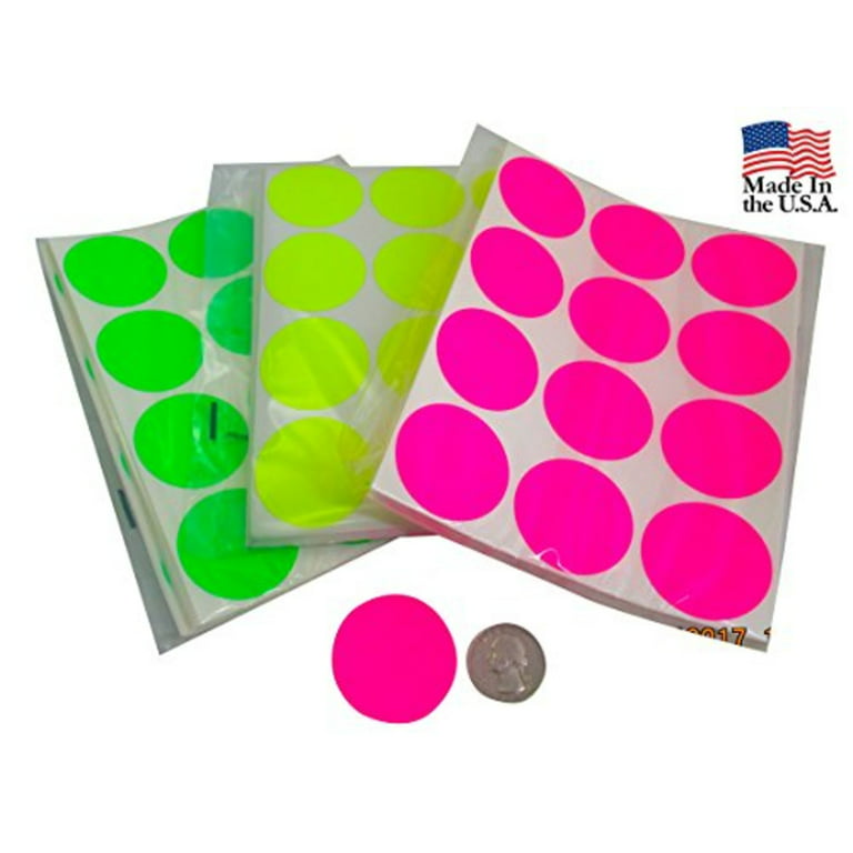 Fluorescent Green Circle Stickers and Labels - 1.5